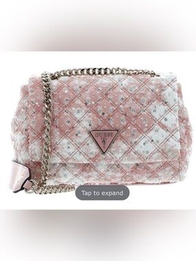 GUESS Blush Pink Quilted Sequin Chain Crossbody